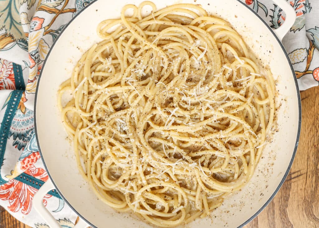 parmesan pepper pasta in a bowl