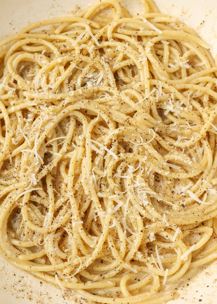 parmesan pepper pasta in a bowl
