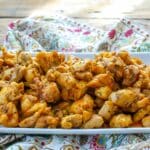 bite-size pieces of chicken on rectangular platter