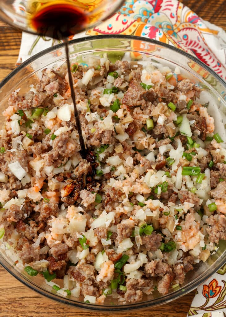 lumpia filling mixed together in bowl