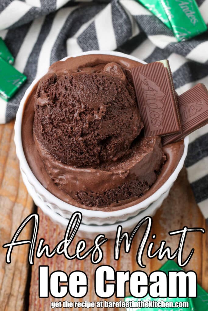 close up photo of chocolate ice cream with andes mints