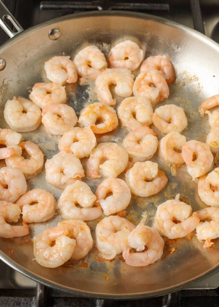 shrimp in stainless skillet