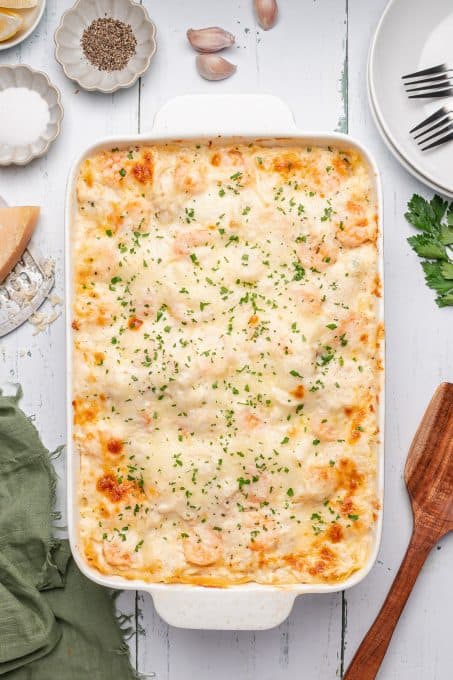 Layers of pasta, with crab and shrimp in a bechamel sauce.