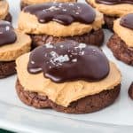 A Buckeye peanut butter and chocolate brownie cookie.