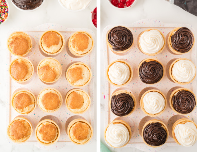 Second set of process photos for Ice Cream Cone Cupcakes.