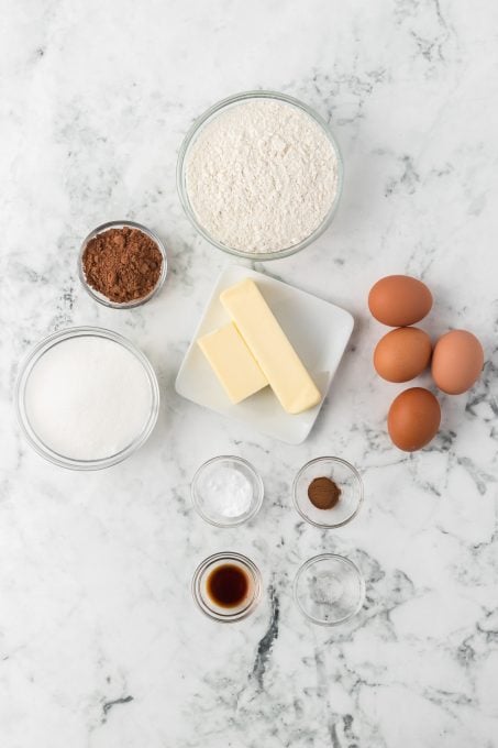 Ingredients for Chocolate Pizzelle Recipe.