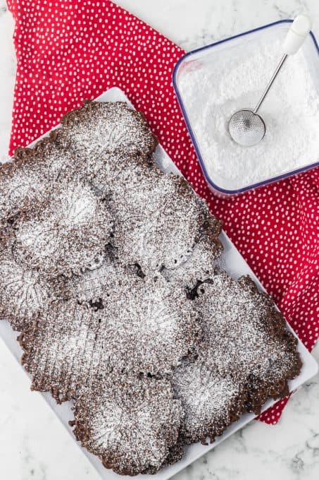 Pizzelles made with cocoa.
