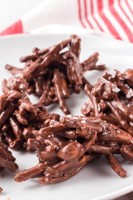 No bake chocolate peanut butter cookies made with chow mein noodles and peanuts.