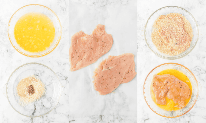 First set of process photos for Easy Chicken Parmesan.