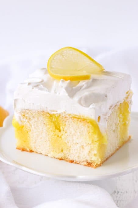 Lemon Marshmallow Poke Cake