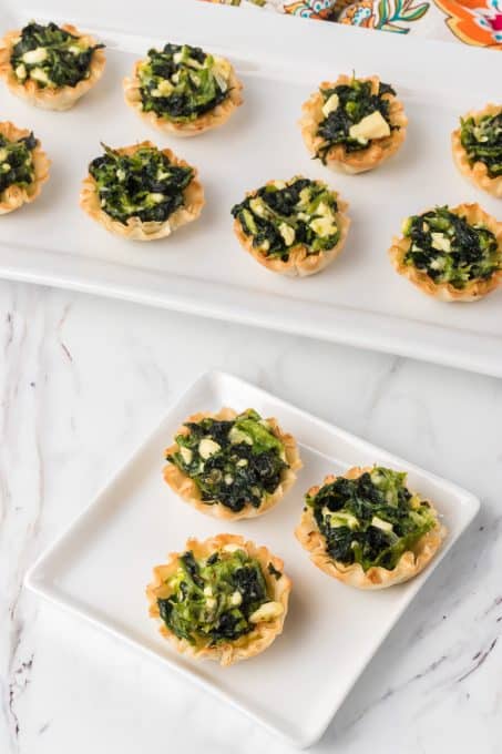 An easy spinach appetizer in phyllo cups.