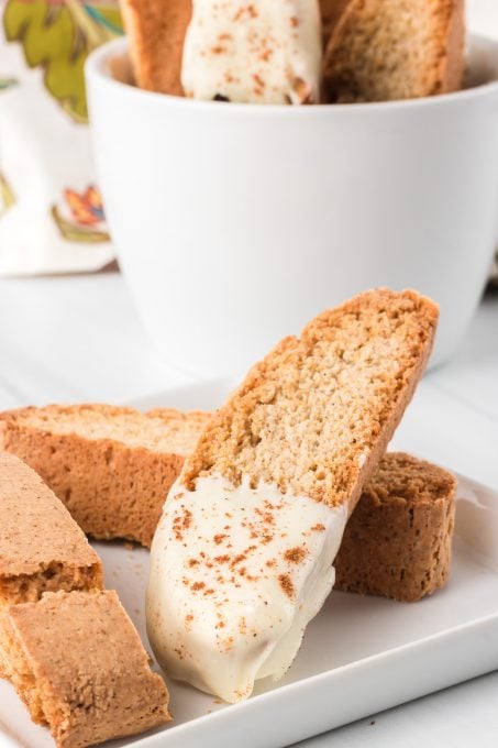 A classic Italian cookie, Biscotti, flavored with the spices of a Chai.
