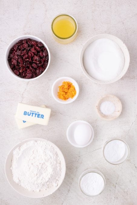 Ingredients for Cranberry Orange Cookies