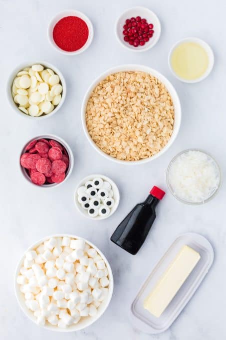 Ingredients for Santa Rice Krispie Treats