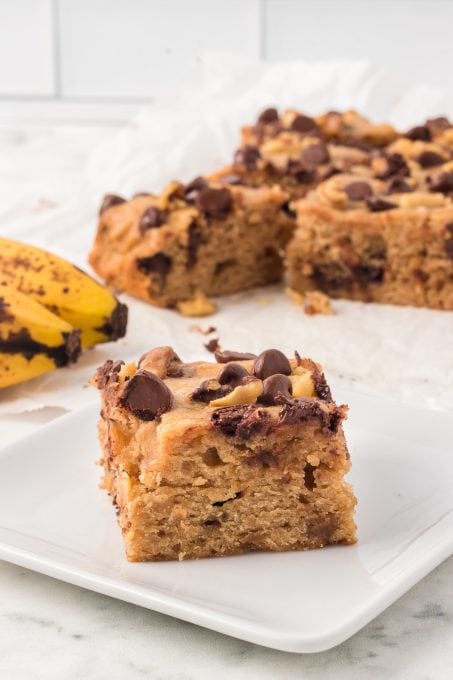 A blondies banana chocolate chip bar.