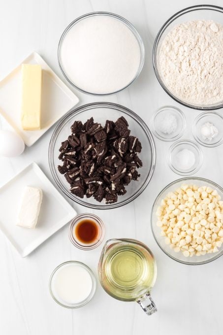 Ingredients for Cookies and Cream Cookies.