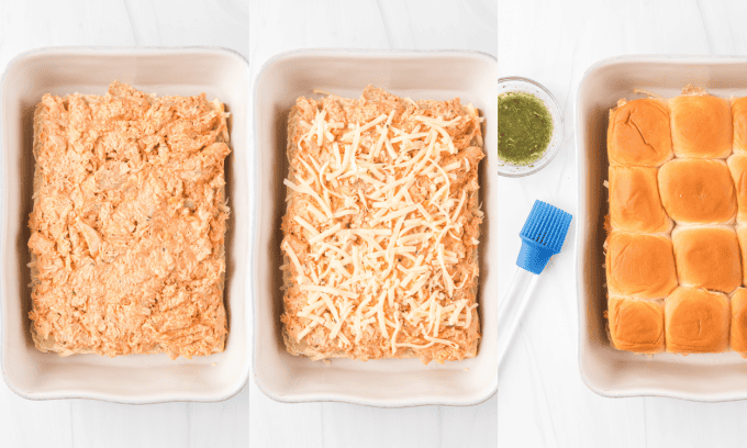 Second set of process photos for Buffalo Chicken Sliders.