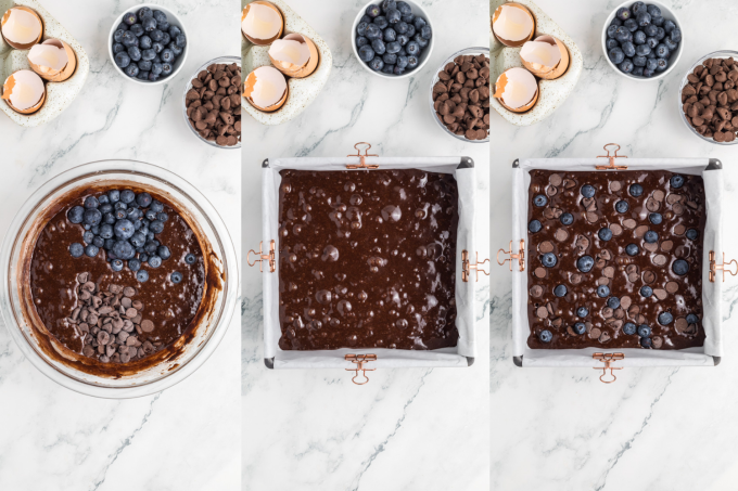 Second set of process photos for Blueberry Brownies.