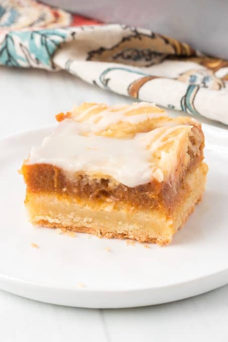 Pumpkin filled pie bars.