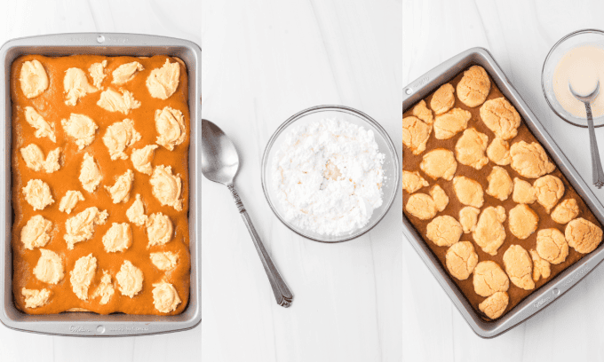 Second set of process photos for Pumpkin Pie Bars.