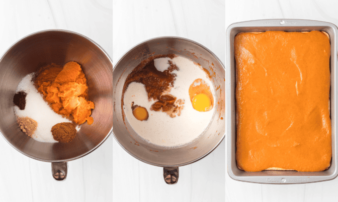 First set of process photos for Pumpkin Pie Bars.