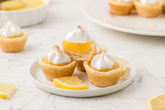A plate of lemon cookies with meringue topping.