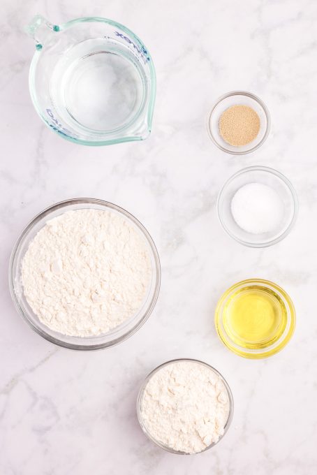 Ingredients for making Ciabatta.