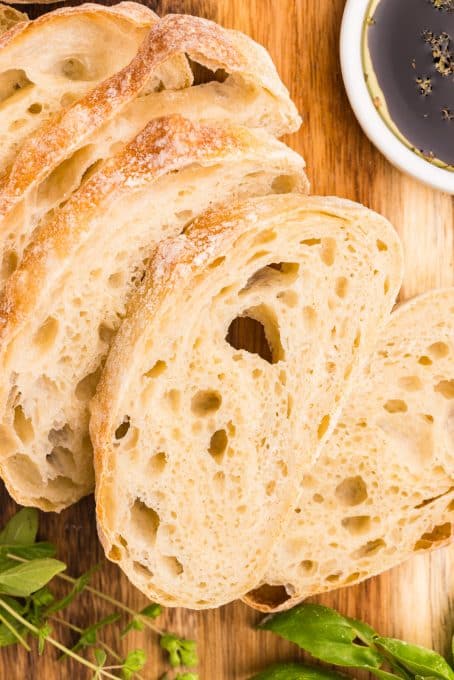 Slices of a Ciabatta Bread Recipe.
