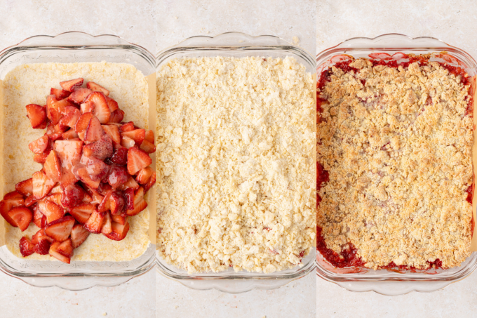 Third set of process photos for Easy Strawberry Bars.