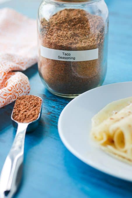 A tablespoonful of homemade taco seasoning.