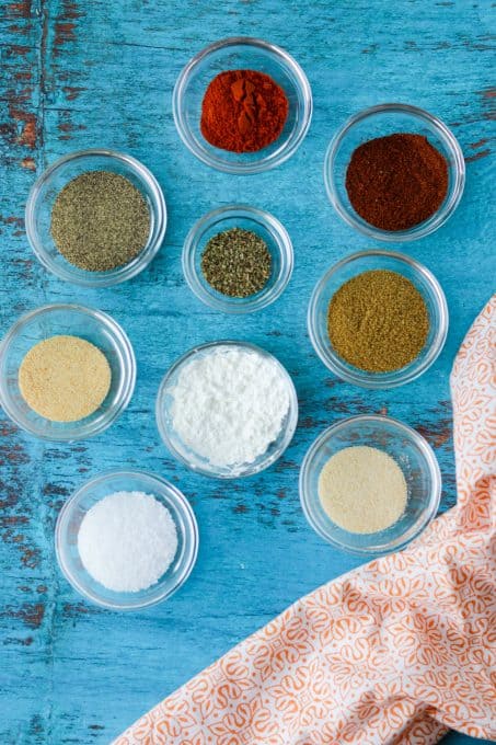 A variety of taco seasonings.