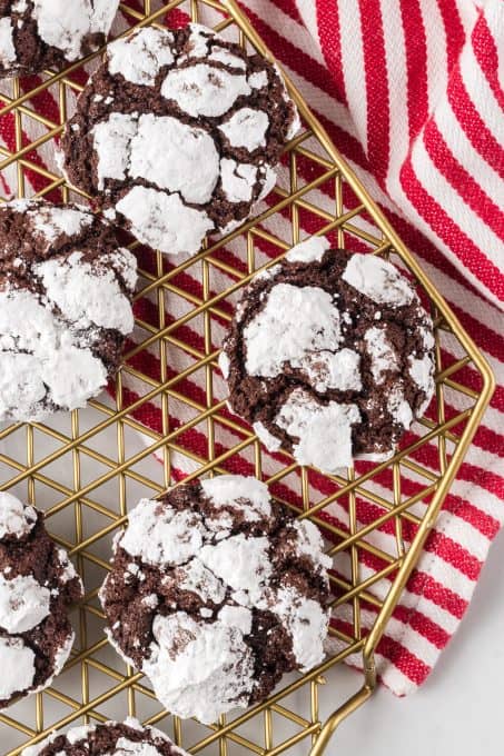 Classic cookies made with cocoa rolled in powdered sugar.