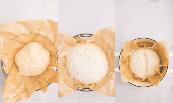 Second set of process photos for Dutch Oven Bread.