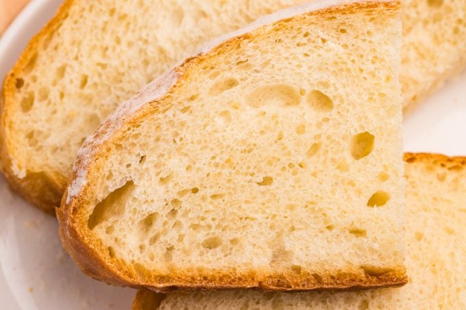 The inside of a loaf of bread made in a Dutch Oven.