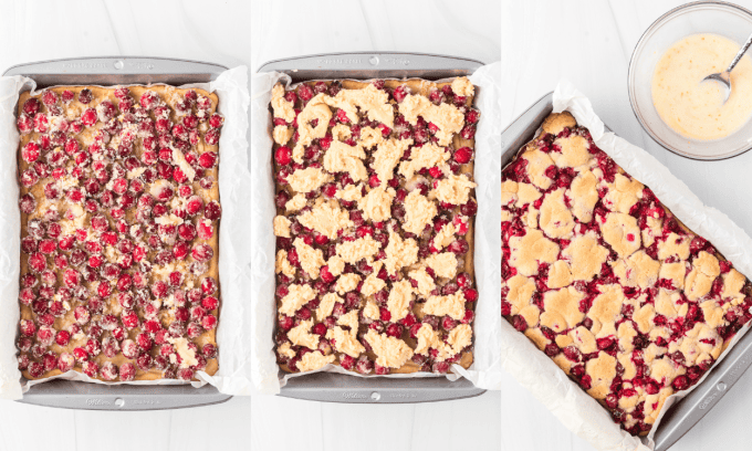 Second set of process photos for Cranberry Pie Bars.