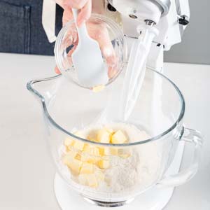 Brisee dough in mixer
