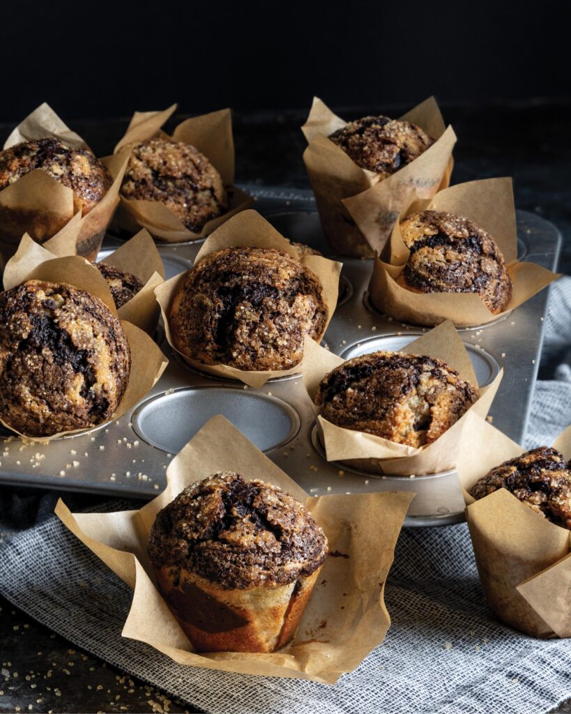 Banana-Chocolate-Espresso Swirl Muffins