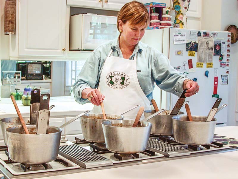 Caroline baking at home