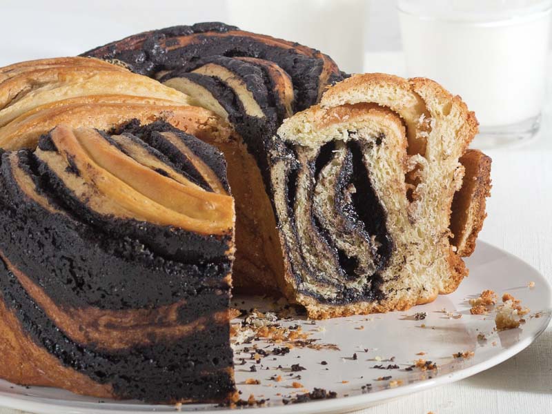 Braided Black Cocoa and Peanut Butter Brioche