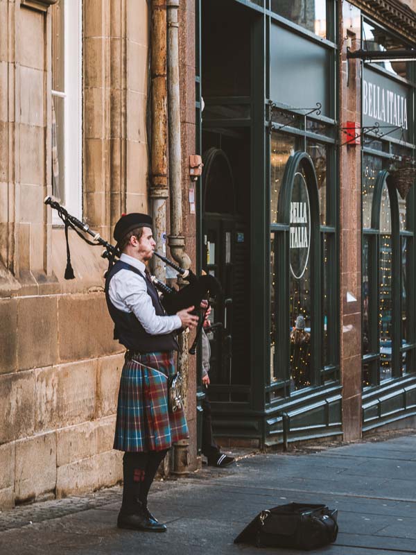 Man playing bagpipes