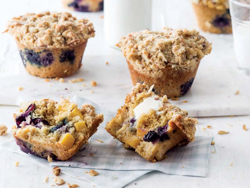 Peach and Blueberry Cornmeal Muffins