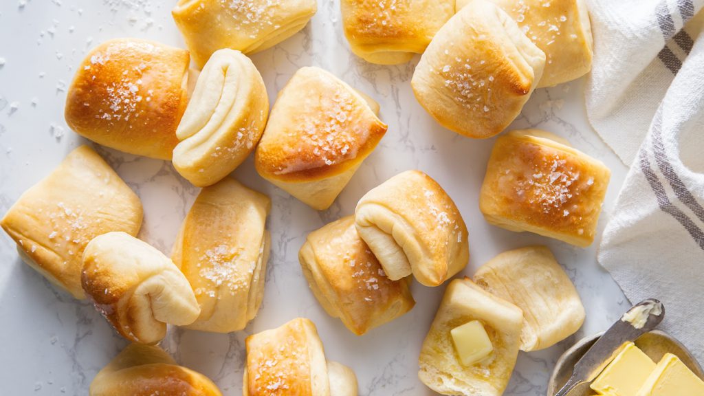 Parker house rolls with butter