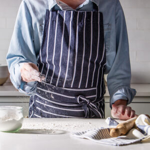 Navy apron styled