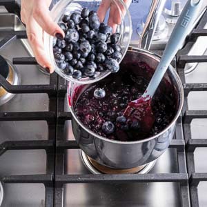 Cooking the blueberry filling