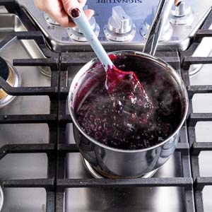 cooking the blueberry filling