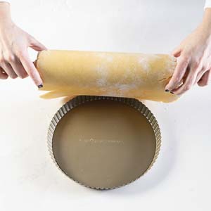 Putting dough in tart pan