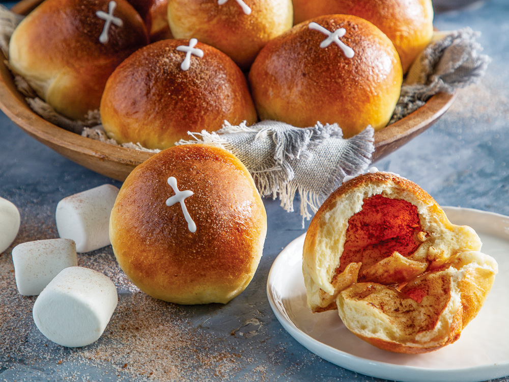 Resurrection Rolls on blue surface baking recipe