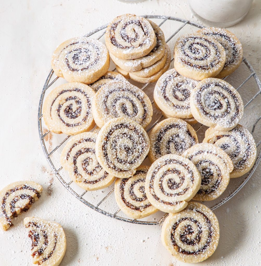 Fig Pinwheel cookies on wire rack