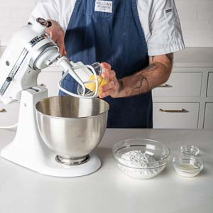 Adding butter to mixer