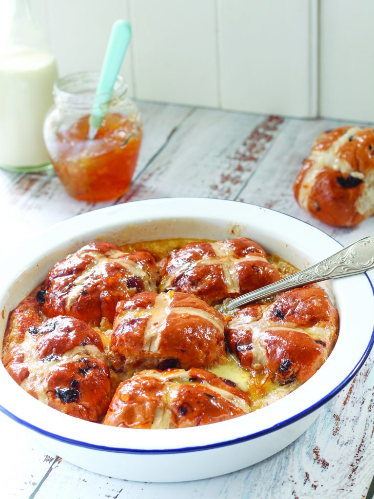 Whiskey Marmalade Hot Cross Bread & Butter Pudding